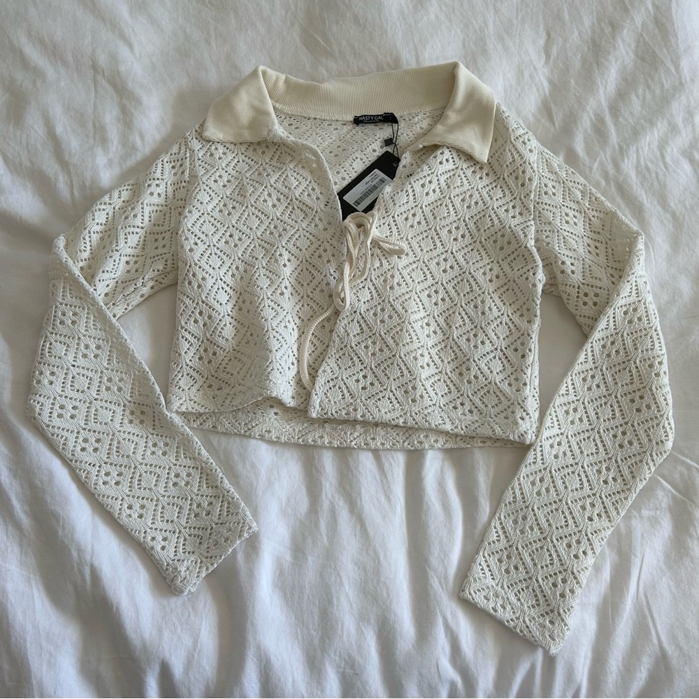 Nasty gal crochet tie in front crop top